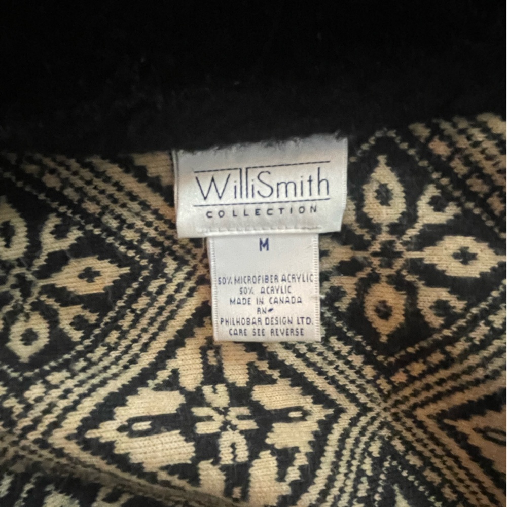 Willi Smith Jacket Lightweight Crop Aztec Design Black/Tan Soft Faux Fur Med - Picture 10 of 11